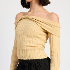 Butter Yellow Off the Shoulder Sweater